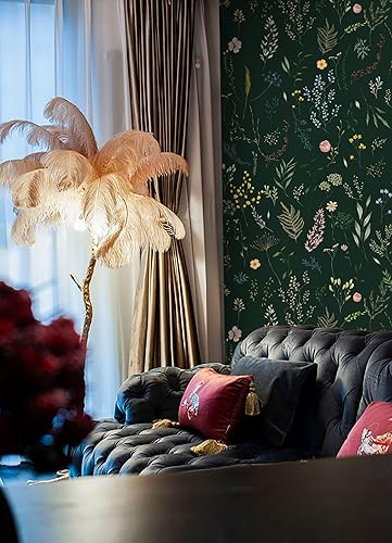 Miniatura 3 de Dimoon Papel tapiz floral de 78.7 x 16.1 pulgadas, color verde oscuro, suave, grueso, impermeable, hoja verde, autoadhesivo, granada, forro