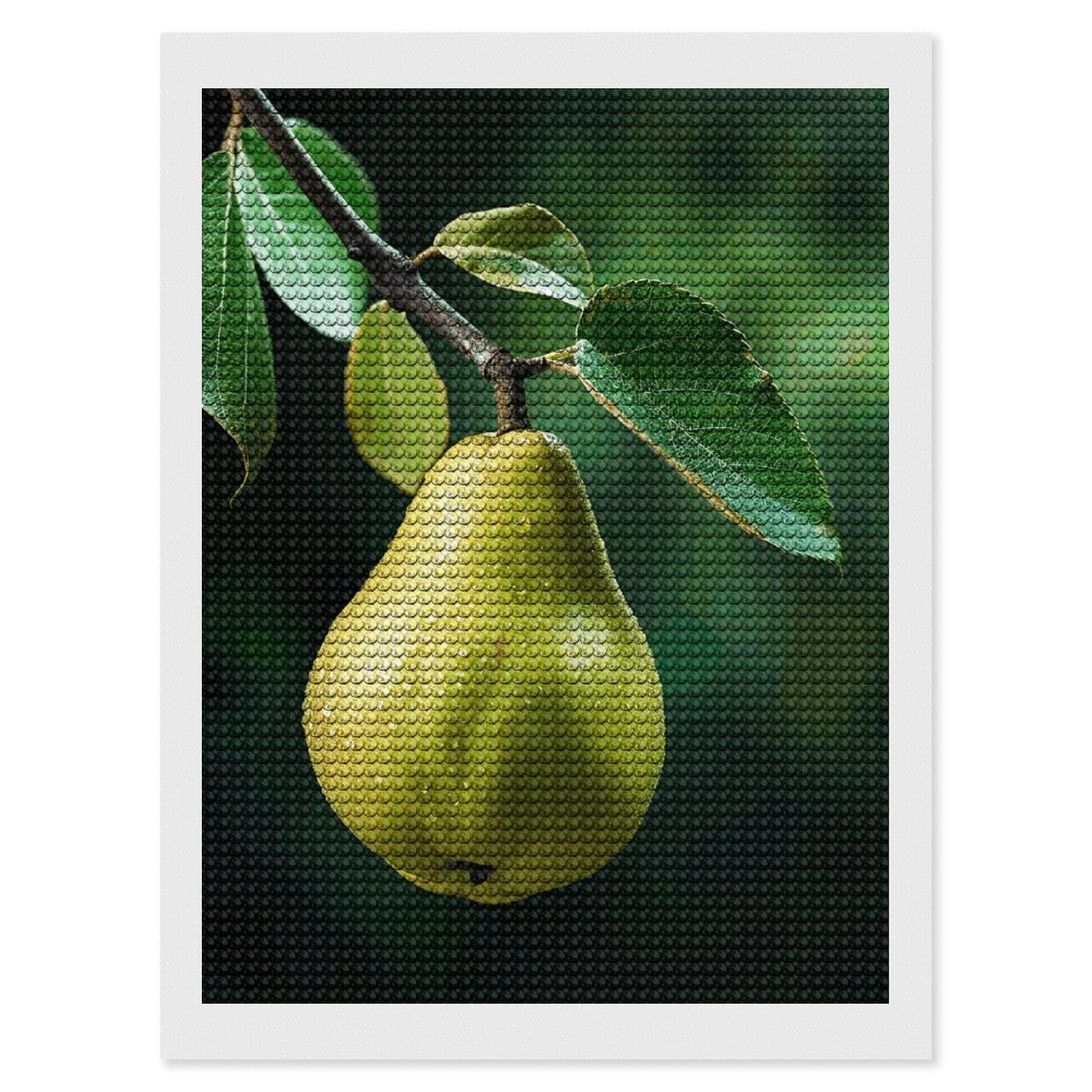 DWVTSLH Pears on The Tree Diamond Painting Kits for Adults, Personalized Diamond Photo Art Full Drill, DIY 5D Diamond Art Painting Kits for Beginners, Home Wall Decor 12"x16"