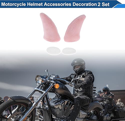 Miniatura 2 de Accesorios para casco de motocicleta, decoración de cuernos de felpa para motocicleta, bicicleta, esquí, cascos de esquí, calcomanías de felpa rosa,