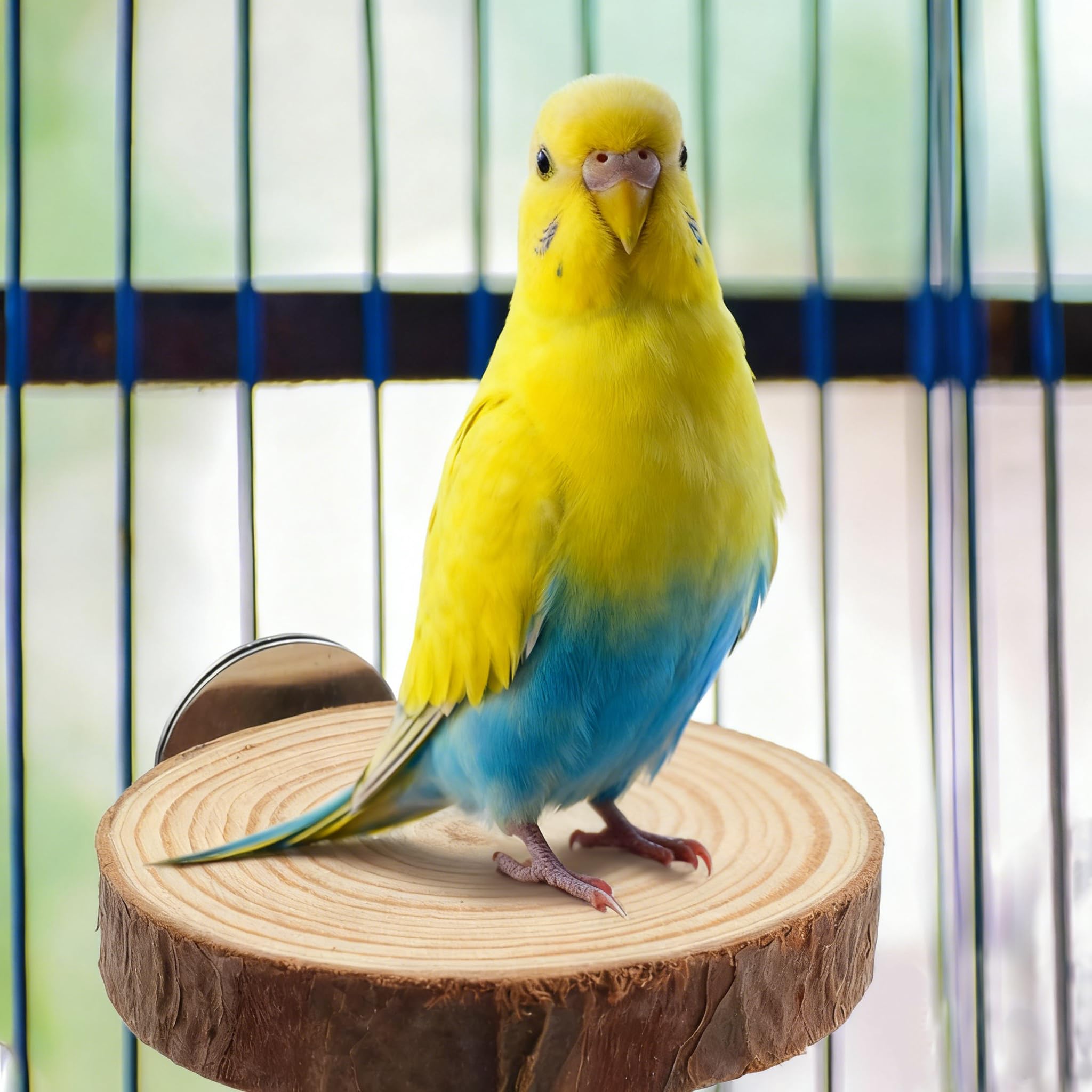 Wood Bird Perch Stand for Cage, Natural Round Wooden Parrot Platform Bird Perch Bird Toy for Canary Parakeet Cockatiel Parrot Budgie Sparrow (2 Pcs, 3.3inch & 2.7inch) - image 4