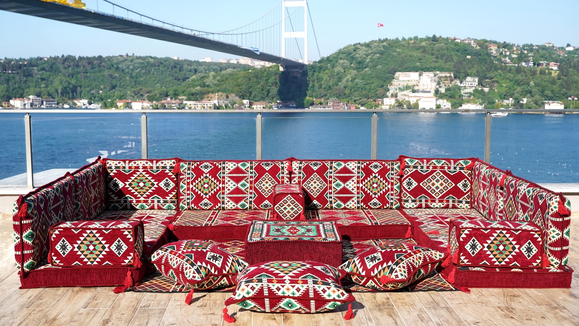 Buy U Shaped Arabic Sofa Set, Maroon Floor Couches, Terrace Pallet Sofa