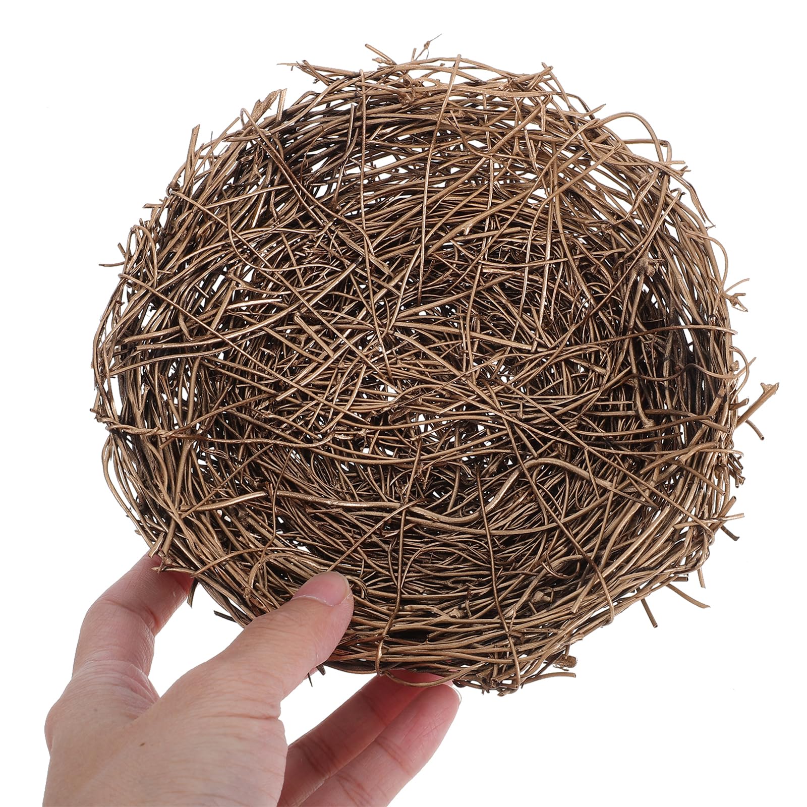 LOGOFUN 2PCS Handmade Bird Nests Rattan Bird Nest Houses Natural Woven Bird Nest Ornaments for Easter Garden Window Home Outdoor Supplies - 15CM