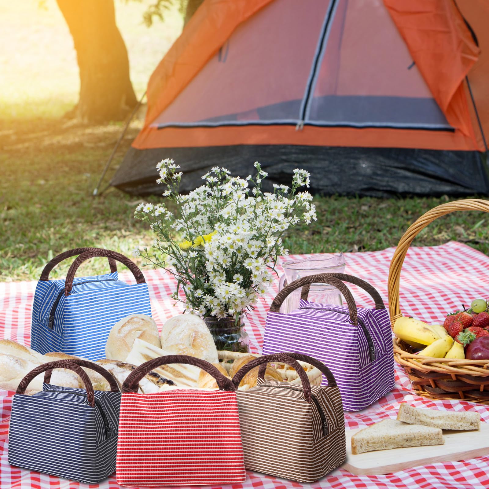 Chunful 24 Stück isolierte Lunch-Tasche, wiederverwendbare Lunchbox, Lunch-Tasche, Tragetasche für Damen, Teenager, Männer, wasserdichte Lunchbox mit Aluminiumfolie, auslaufsicher, für Damen, Herren,