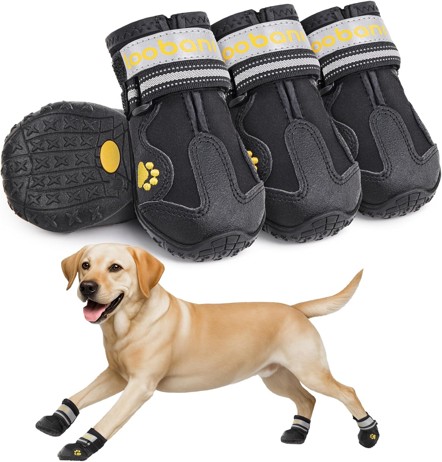 LOOBANI Giant Canine Sneakers for Scorching Pavement – Anti-Slip Canine Boots & Paw Protectors for Hardwood Flooring, Waterproof Canine Sneakers Giant Dimension Canine for Senior Canine Rain Summer season Outside Climbing Strolling, Dimension 7