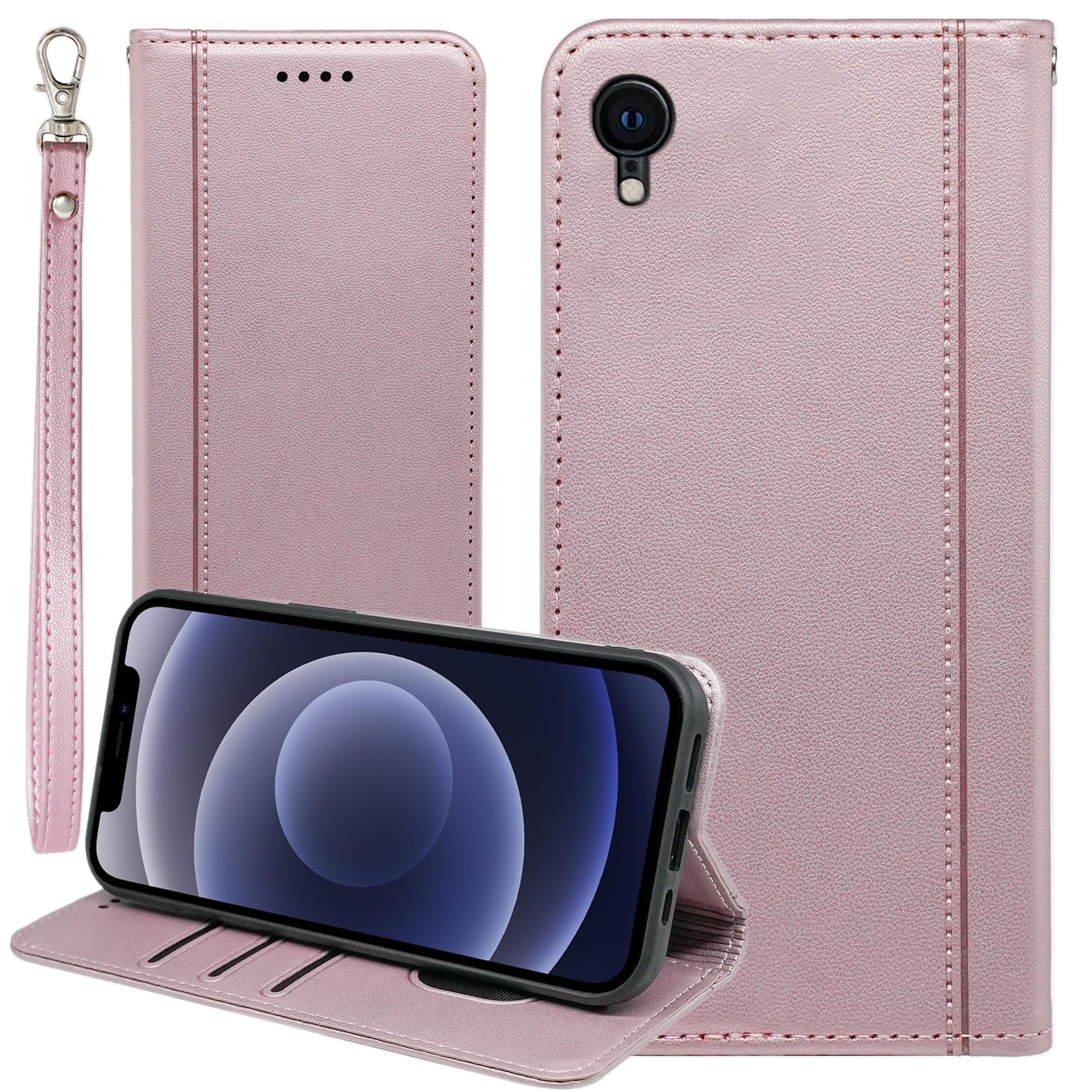 iPhone XR ケース 手帳型 通用 iPhone 10R ストラップケース アイホン10r アイフォン10r アイフォン アイホン 10r iPhoneXR いphone10r iphonexr手帳型 アイフォン xr 手帳ケース いphone10rケース アイフォンXR ケースカバー 適用 Cobeimisr CASE マグネット ストラップ カード スマホケース ピンク