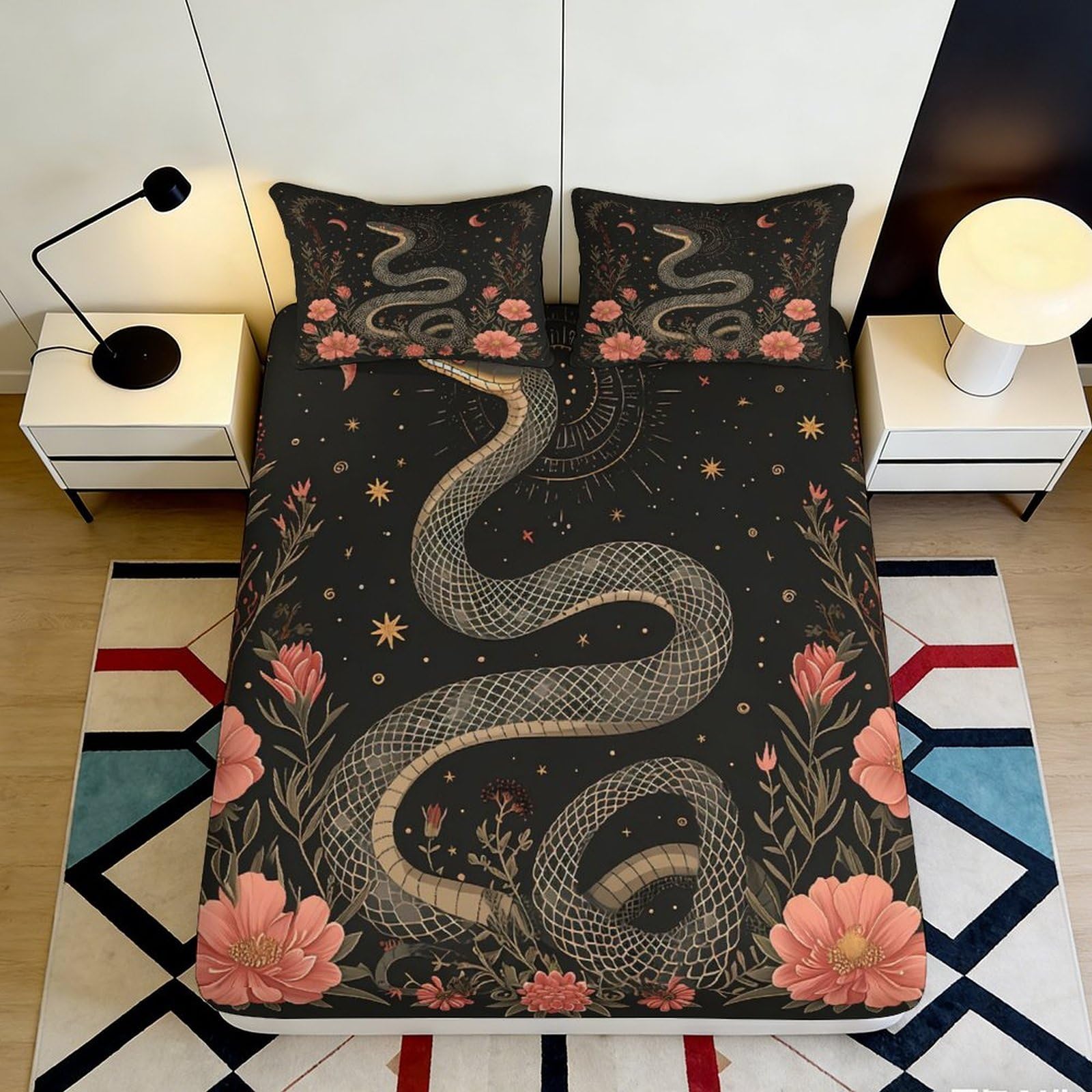 3D Printed Meditation Zen Fitted Sheet Microfiber Deep Pocket All-Round Buddha Mattress Fitted Cover Non-Slip for Bedroom 140x200x25cm