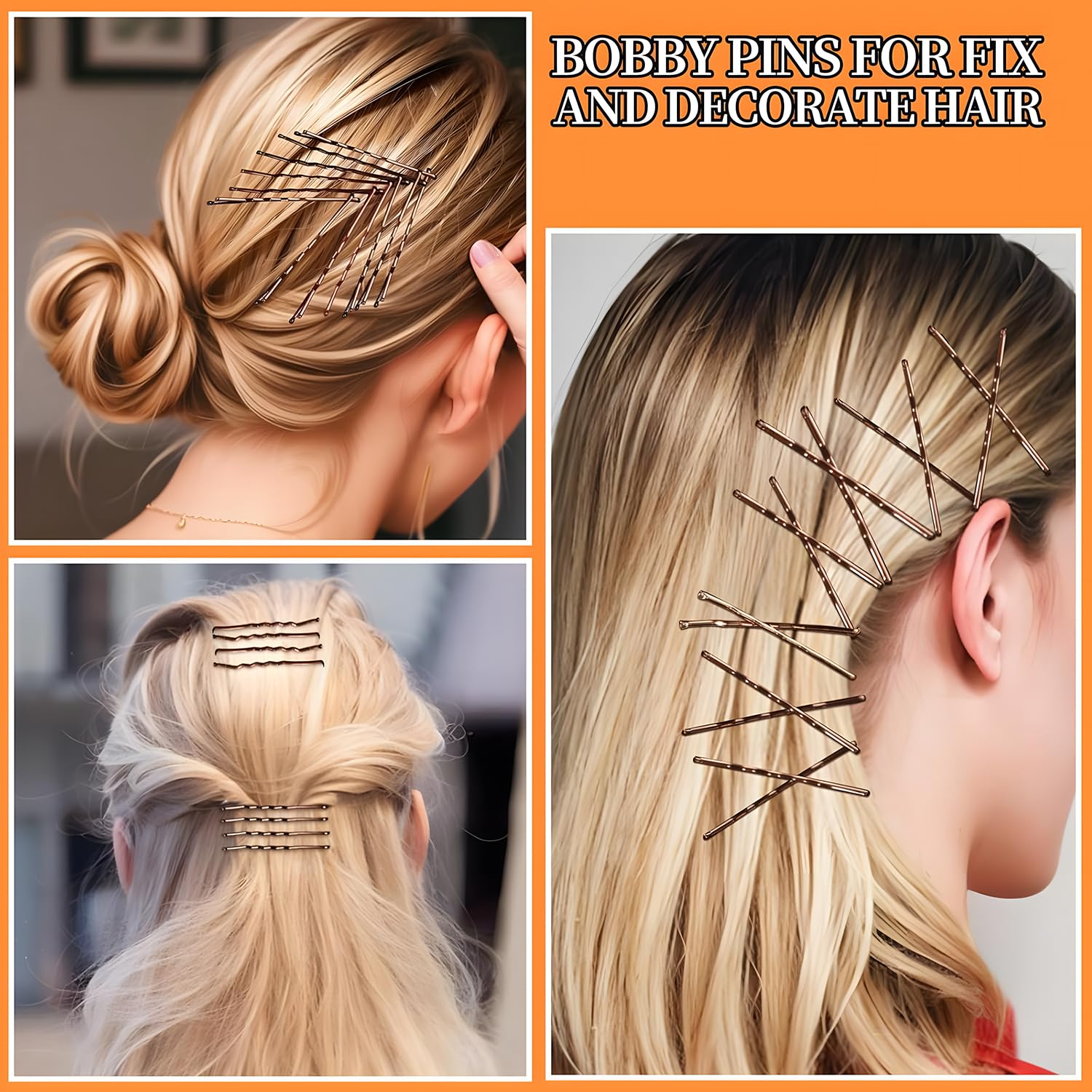 500 Pezzi Forcine per Capelli Mollette per Capelli U Fermagli per Capelli 2" 2.36", Bobby Pins 2" 2.75", Cerchietti Trasparenti per Capelli con Scatola Di Stoccaggio per Acconciature da Donna(marrone)