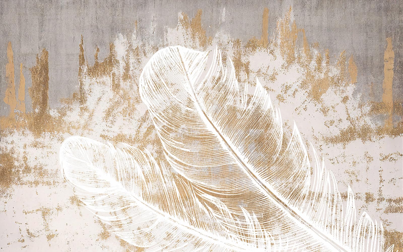 Papier peint panoramique plumes abstrait 512x320 tapisserie murale salon Lumalea