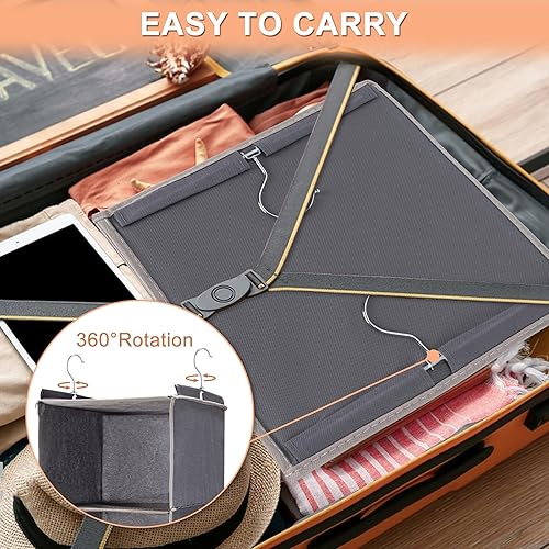 Miniatura 7 de BOOMIBOO Organizador de armario colgante y estantes, 5 estantes colgantes con 2 bolsillos laterales, almacenamiento plegable (negro)