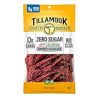 Vista 1 de Tillamook Country Smoker - Salchichas ahumadas aptas para dietas cetogénicas, sin azúcar, sabor jalapeño picante, 10 onzas