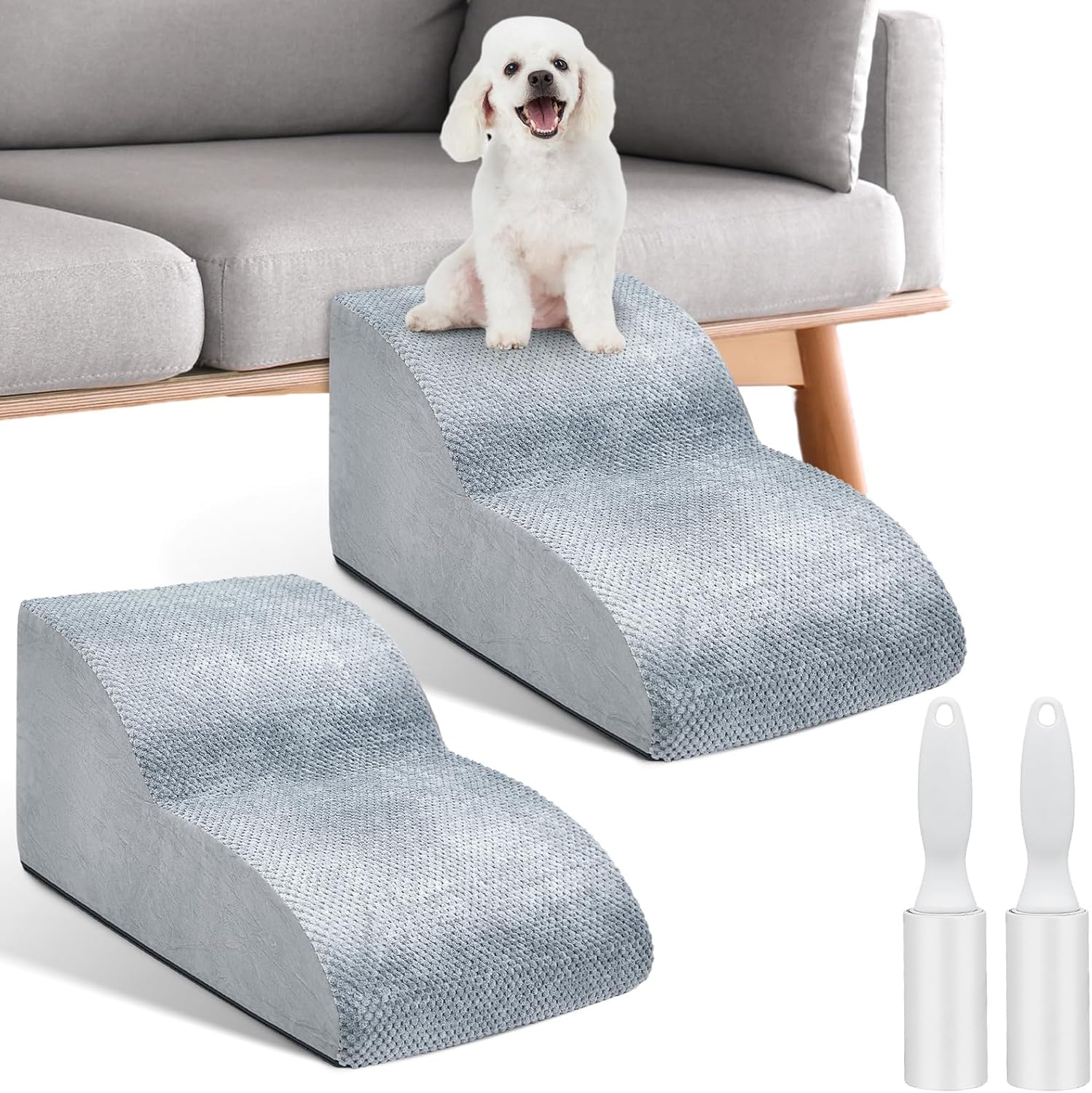 Geetery 2 Pieces High Density Foam Dog Ramp 2 Step Dog