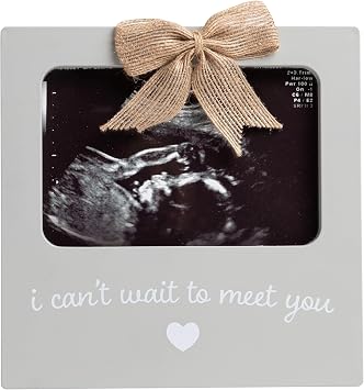 Kate & Milo I Cant Wait to Meet You Sonogram Picture Frame, Pregnancy Announcement Keepsake and Ultrasound Photo Display, Nursery Decor Baby Gift, Gray