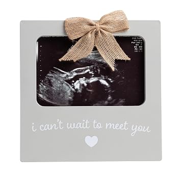 Kate & Milo I Cant Wait to Meet You Sonogram Picture Frame, Pregnancy Announcement Keepsake and Ultrasound Photo Display, Nursery Decor Baby Gift, Gray