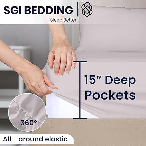 Miniatura 7 de SGI - Juego de sábanas flexibles divididas superiores para cama ajustable de 32 pulgadas, cabeza dividida, tamaño King, 1000 hilos, algodón egipcio