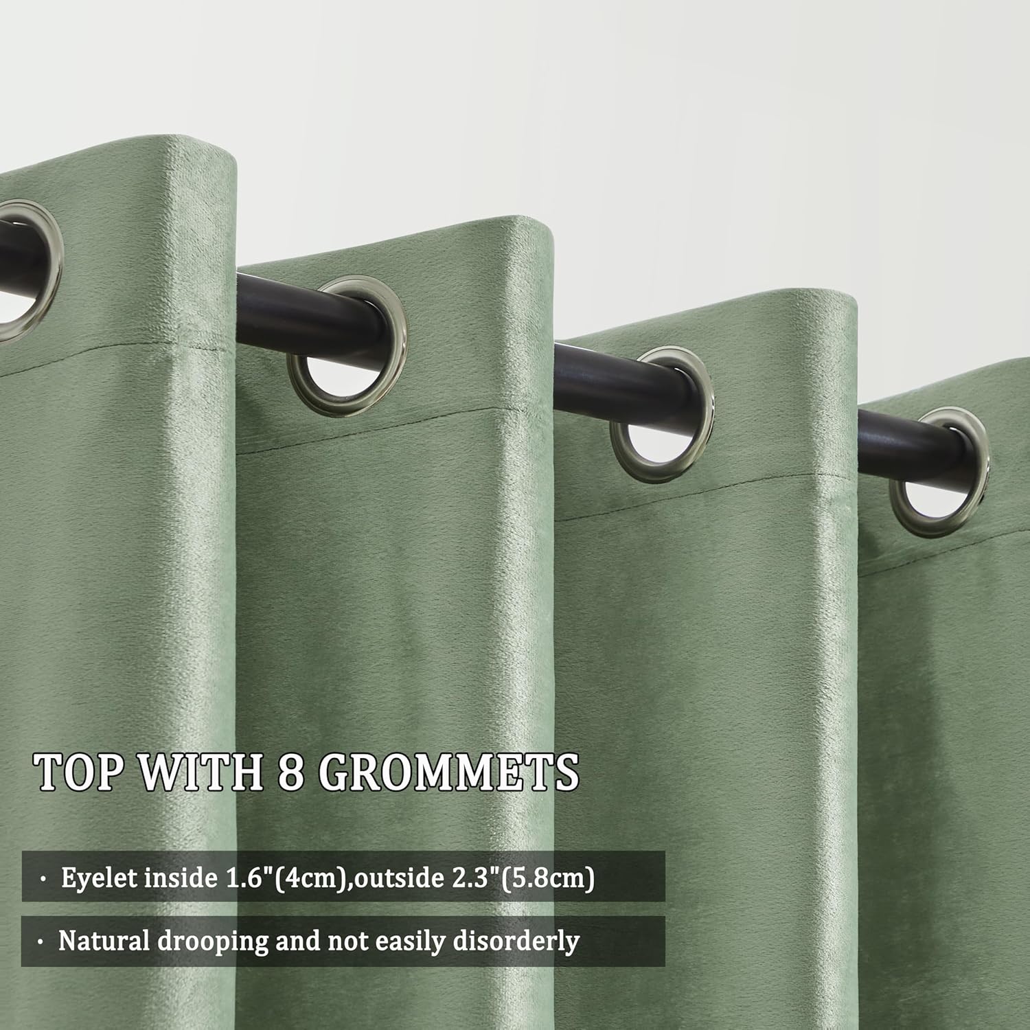 GIGIZAZA 100% Blackout Sage Green Velvet Curtains 108 Inch Long 2 Panels for Living Room, Thermal Window Drapes Lining Insulated Luxury Curtain for Darkening Bedroom