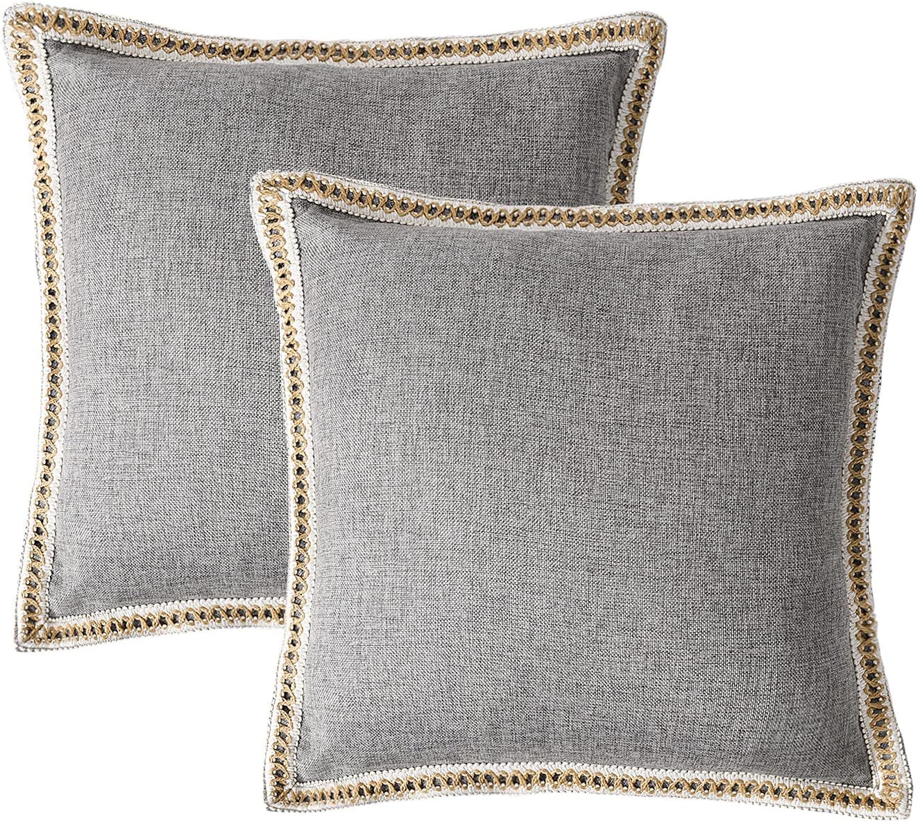 Homechoice Decor Gray Faux Linen Throw Pillow Covers 20x20, Accent Country