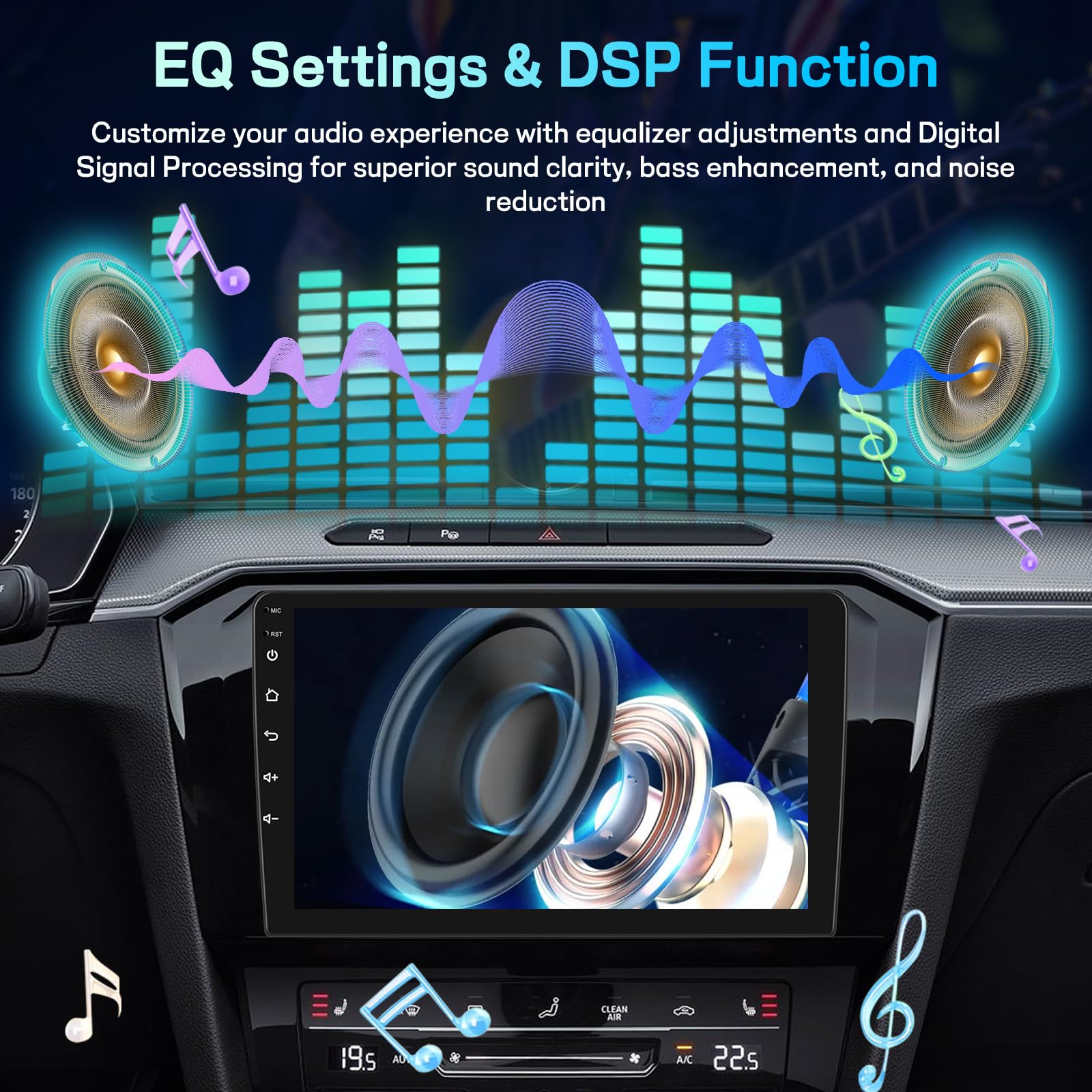 Android Autoradio für Volkswagen VW Polo 2008–2020, 9-Zoll Touchscreen Display 2+64G, Wireless CarPlay Android Auto, GPS WiFi, DSP, FM RDS Radio, Bluetooth, USB + Rückfahrkamera