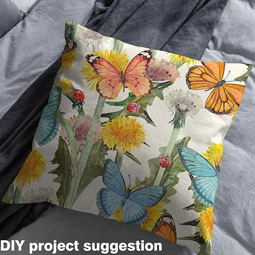 Miniatura 3 de The Yard - Tela de diente de león para sillas, flores amarillas, estilo rústico, natural, tela de tapicería para artes, bricolaje, mariposa,