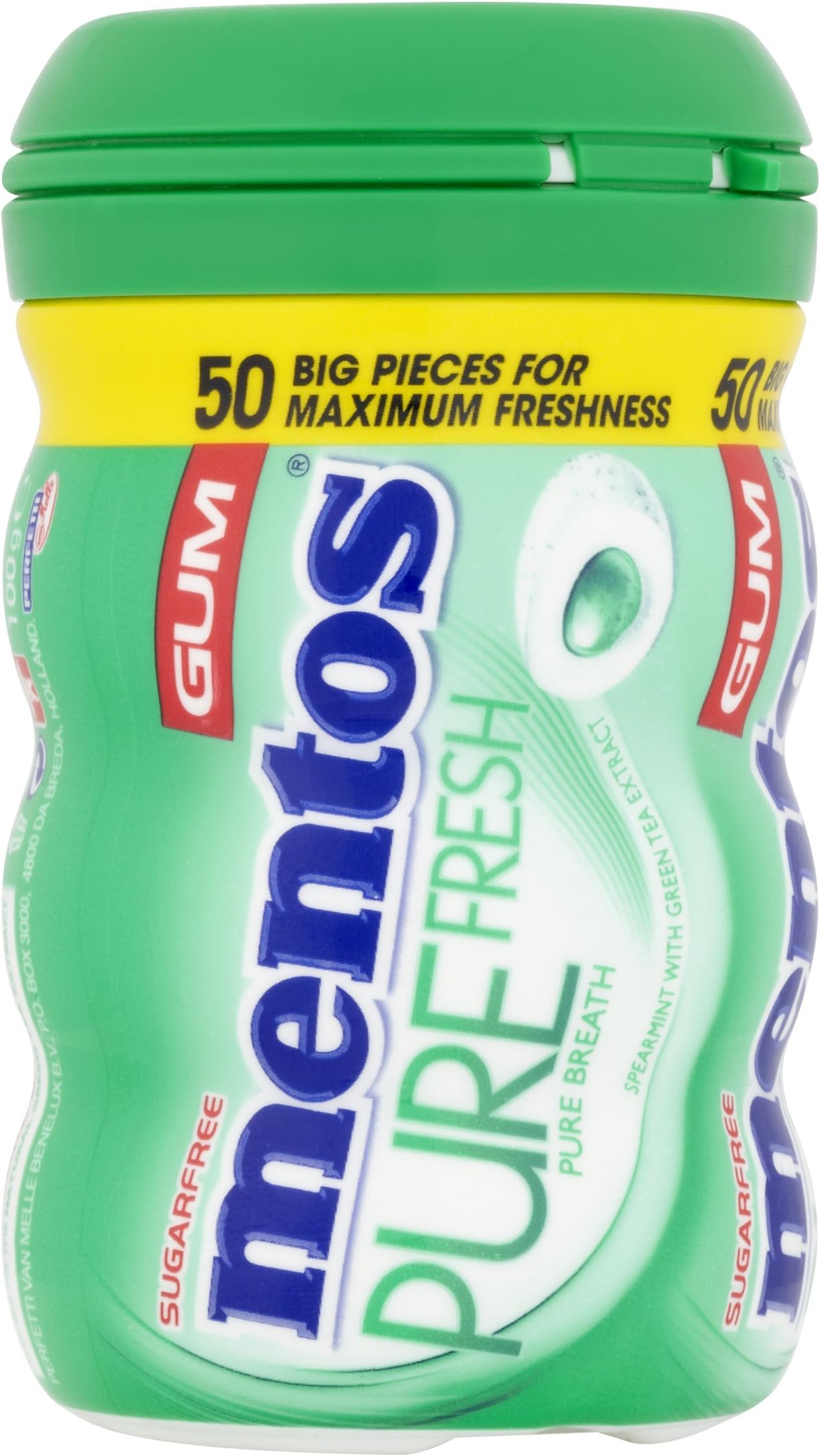 Mentos Gum Pure Fresh, Spearmint (Pack of 6 , 50-Piece)