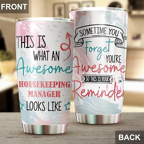 Miniatura 4 de This Is What An Awesome Housekeeping Manager - Vaso de acero inoxidable de 20 onzas, regalos divertidos para oficina, mujeres, hombres, amigos de