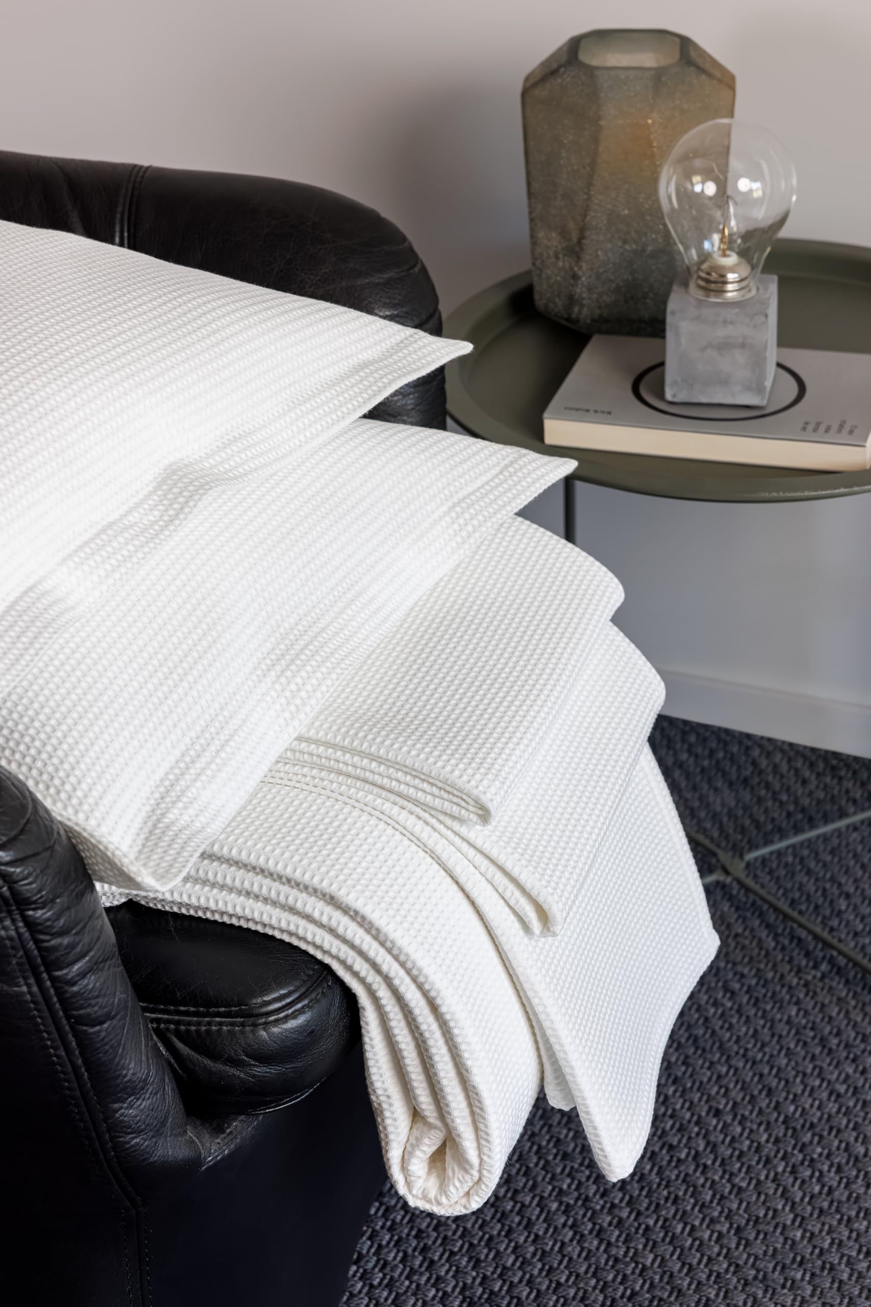 SAMPEDRO Colcha de Nido de Abeja 100% algodón, Oeko-Tex, Blanco (240x270cm)