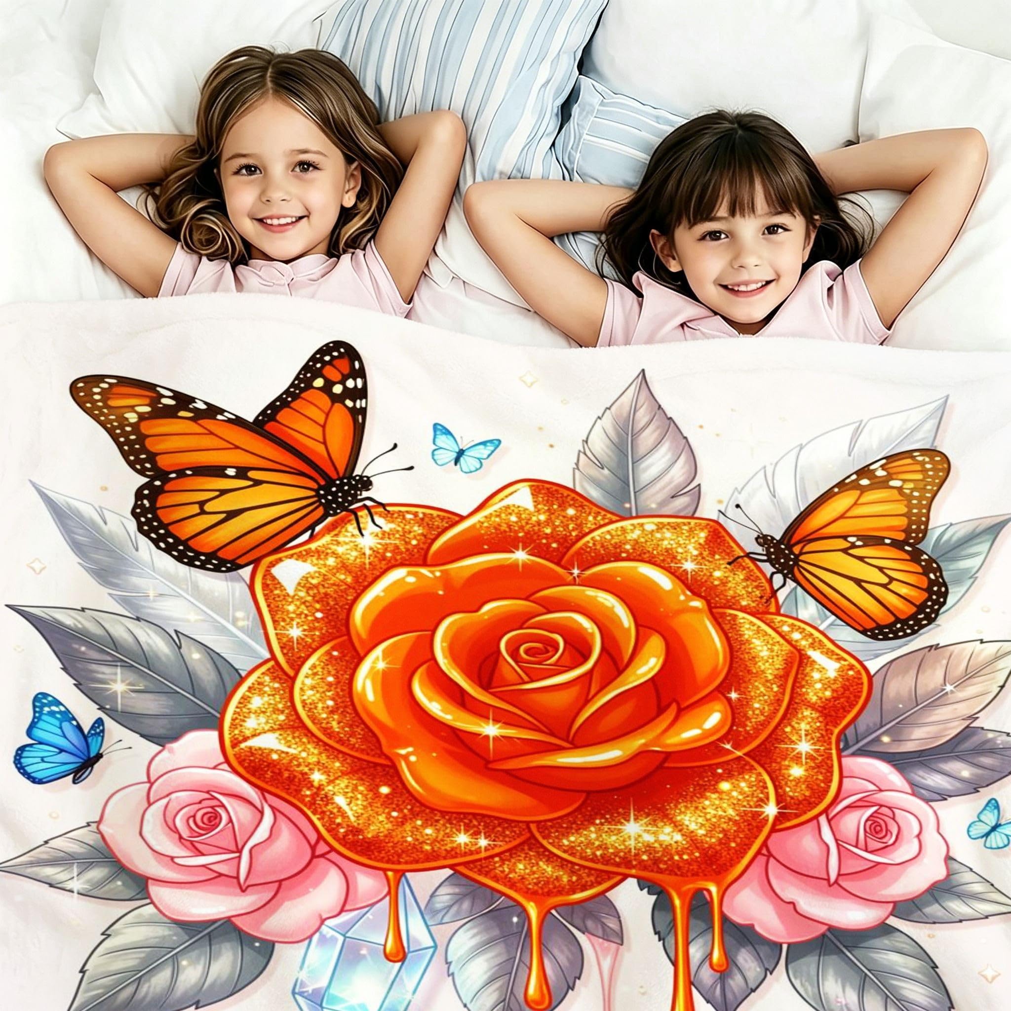 Manta Entretiempo Grande, Flor Naranja, 220x240 cm, AQ8723