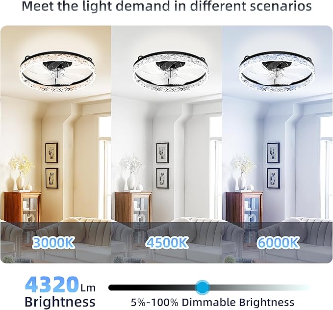 Ventilador de Techo 19.7'' con Luz y Control Remoto, 7 Aspas miniatura 3