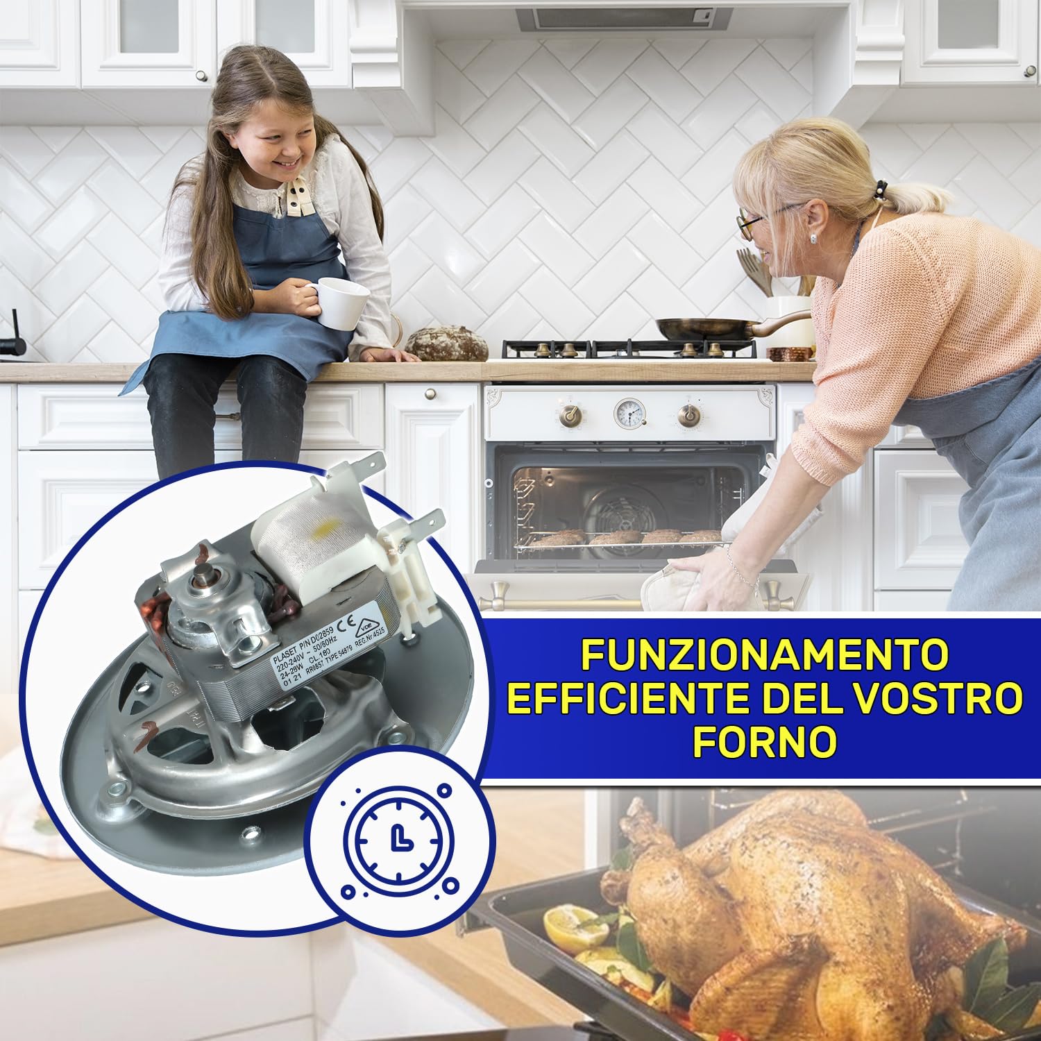 Motore Ventola Forno 25W 220/240V 50/60Hz con Codice Originale C00230134 per Indesit per Hotpoint 482000062496 per Whirlpool - MADE IN EU - Garanzia di 10 Anni - MONTERAL