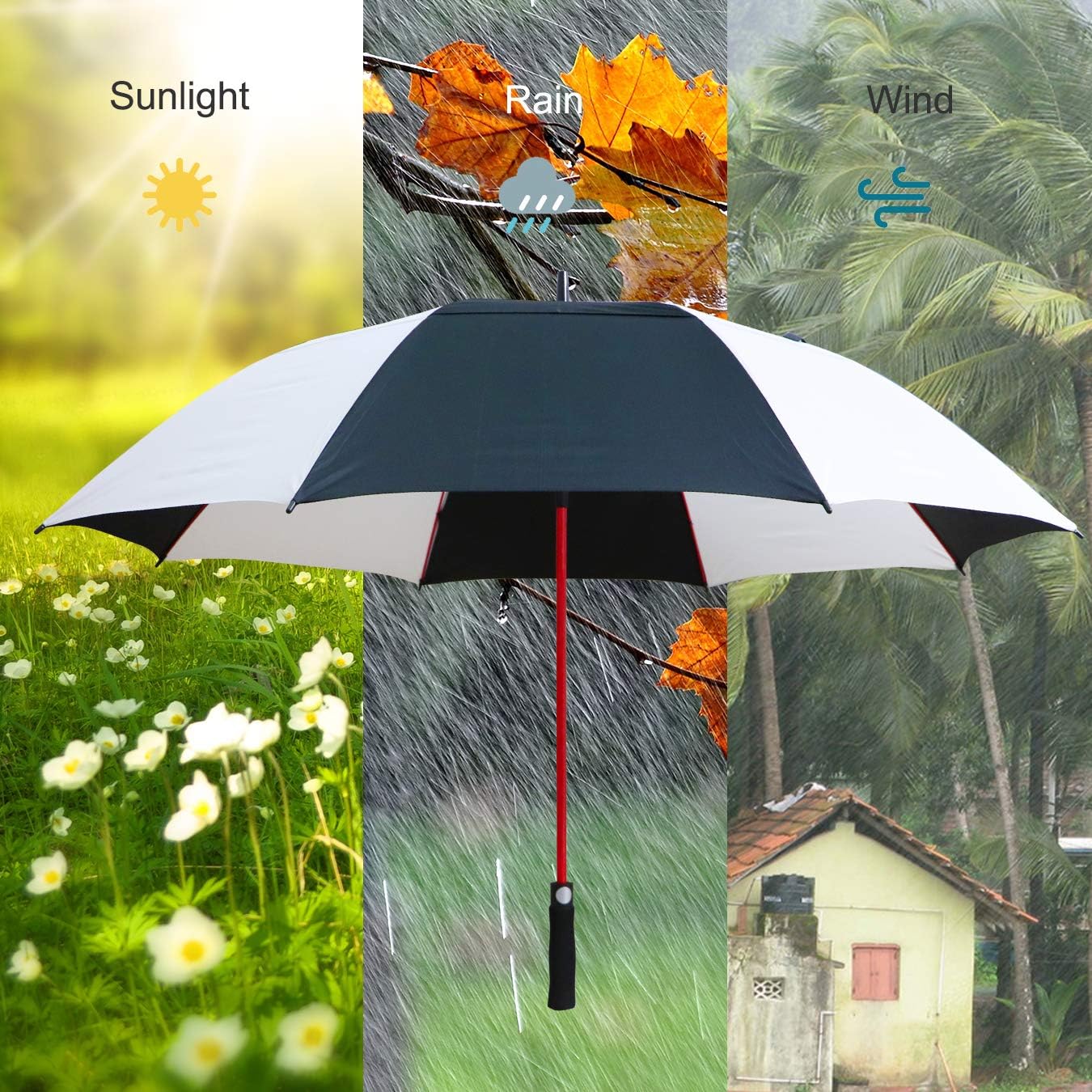 ZOMAKE Windproof Golf Umbrella, 62/68 inch Large Umbrella for Rain Double Canopy Automatic Open Vented Stick Umbrellas