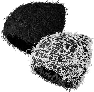 Ramede 2-Pack Distressed Knitted Beanie Hats - Fuzzy Thick Warm Winter Knit Caps for Men Women Outdoor Use