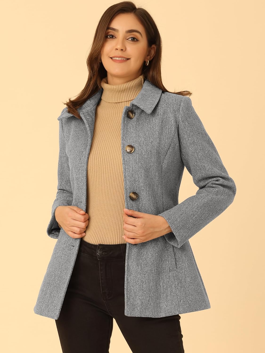 Classic Grey Single-Breasted Overcoat Styled for Fall
