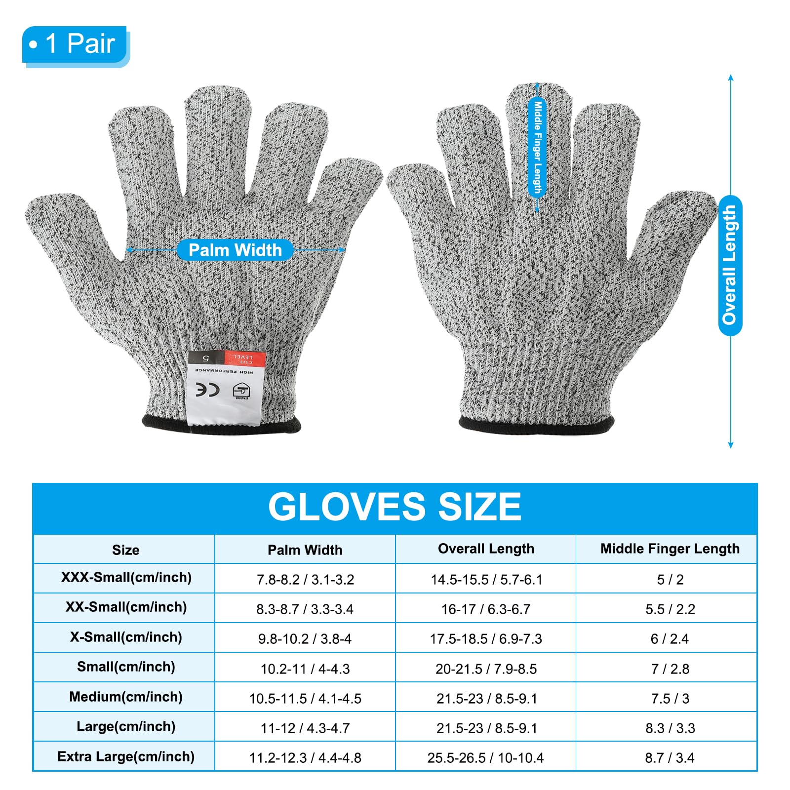 PATIKIL Cut Resistant Gloves,Level 5 Protection X-Small Cutting Gloves, Gray, XS - Image 2