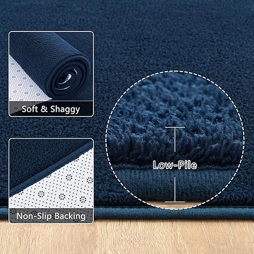 Miniatura 3 de Zedrew Alfombras de área de color azul marino para dormitorio, sala de estar, alfombra de espuma viscoelástica de interior de 5 x 7 pies, alfombras