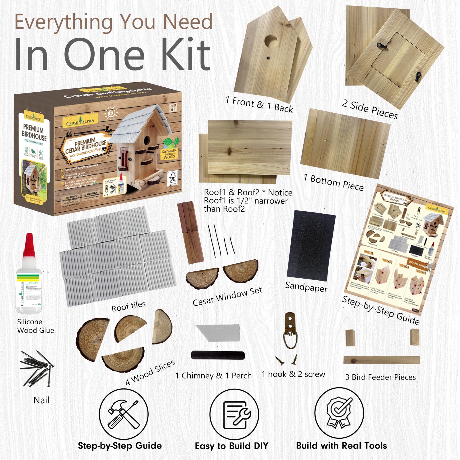 Amazon.com : CEDAR ALPHA Premium Wooden Bird House Kit