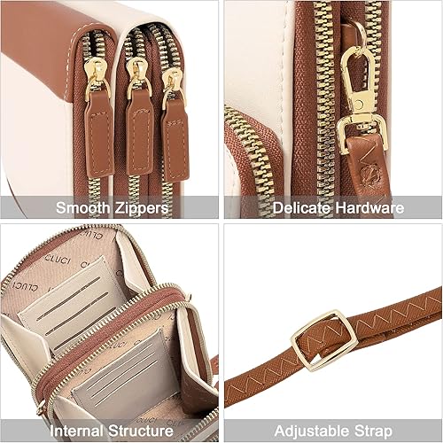 Vista 5 de CLUCI Bolsos cruzados pequeños para mujer de cuero para teléfono celular