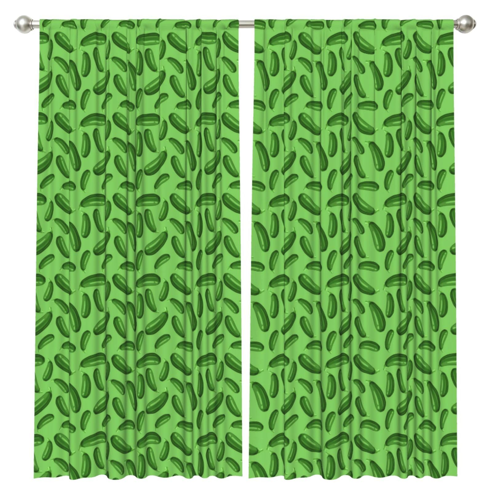 InOmak Green Ripe Zucchini, 2 Panels Window Curtains 52 x 84 Inch Blackout Curtains for Living Room Bedroom