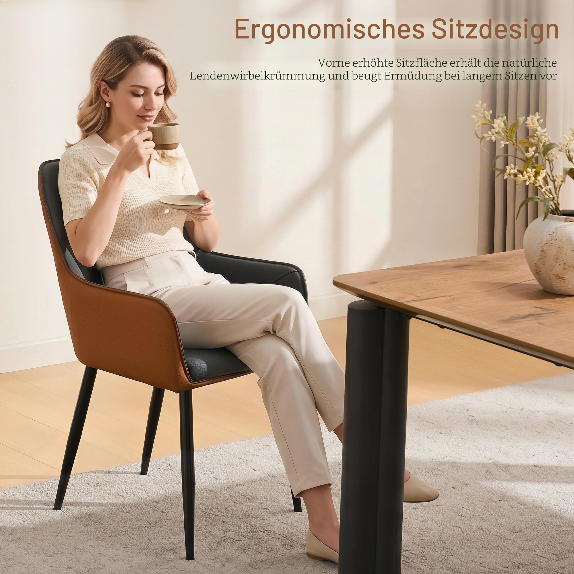 CLIPOP Esszimmerstuhl drehbar, 360° Drehstuhl mit Federgestütztes Sitzpolster, Küchenstuhl, Sessel,Polsterstuhl mit Armlehnen, bis 150 kg belastbar, Stahlbeine, für Esszimmer Küche