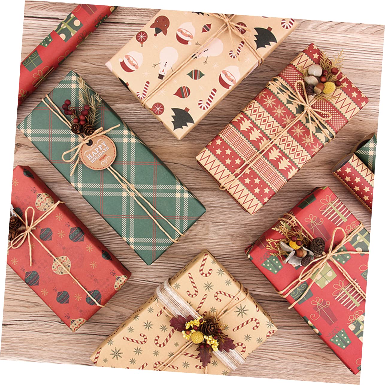 FRCOLOR Set di 3 adesivi natalizi fai da te di Natale, carta da per confezionare fiori, carta natalizia, bouquet, Natale, set di copertina