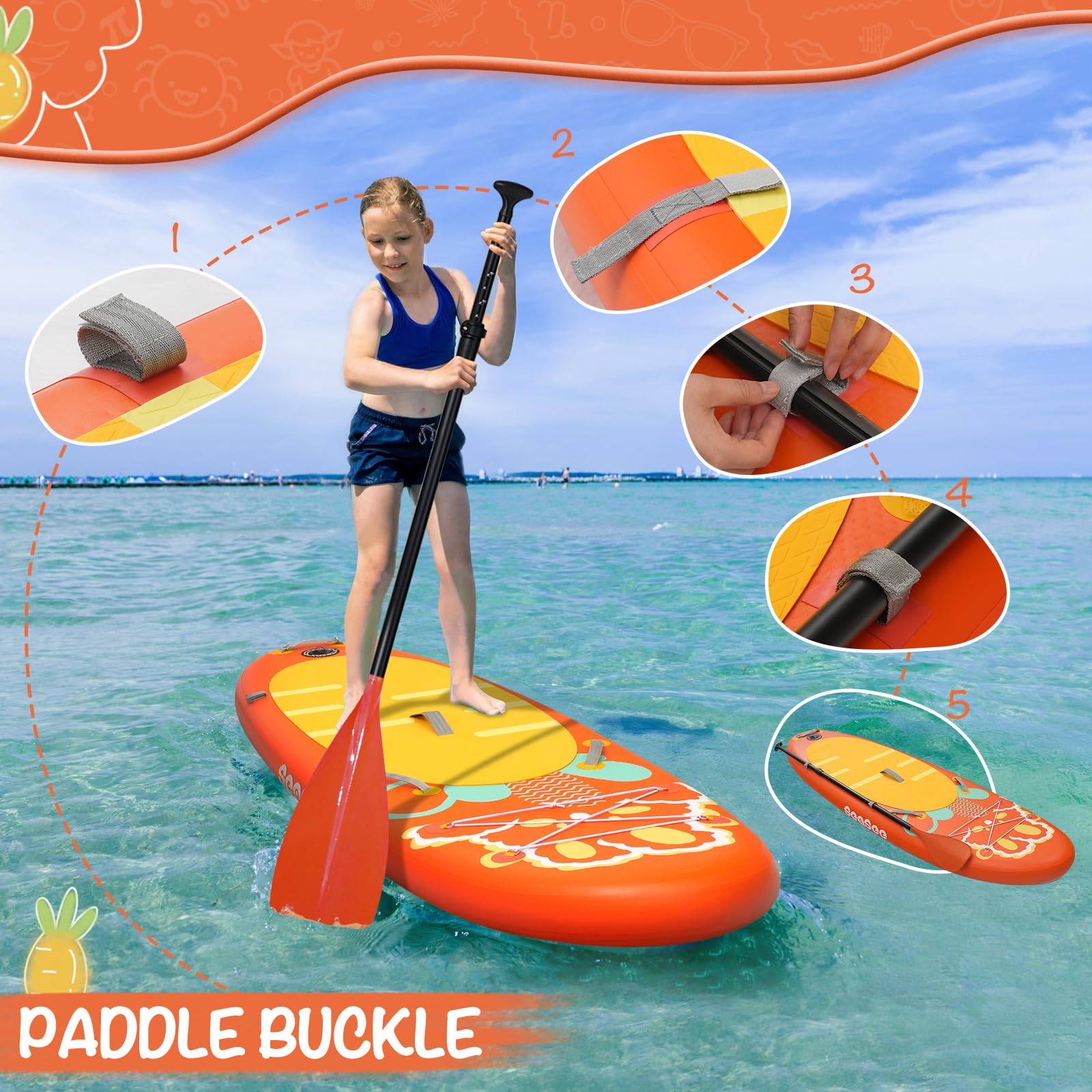 Amazon | SEASEESUP 子供用 空気注入式 スタンドアップパドルボード