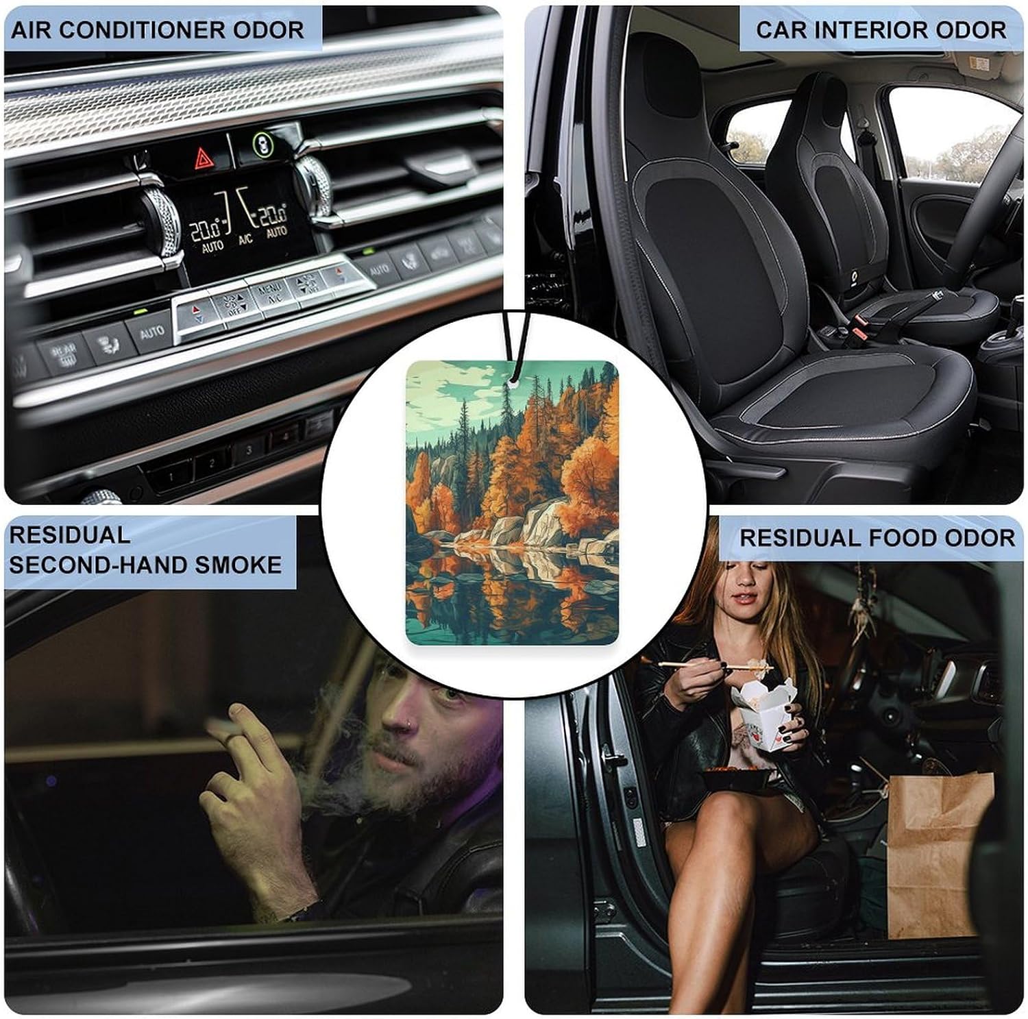 5 Pcs Car Air Fresheners Hanging Air Freshener Landscape Painting Hanging Scented Cards Fragrance Scented Cards for Car Car Aromatherapy Tablets for Car