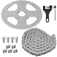 Vista 1 de YOXUFA Piñón de 60 dientes con 420 cadenas 90 eslabones de repuesto para Coleman Mini Bike CT200U BT200X CT200U-EX Baja Warrior Trailmaster MB165