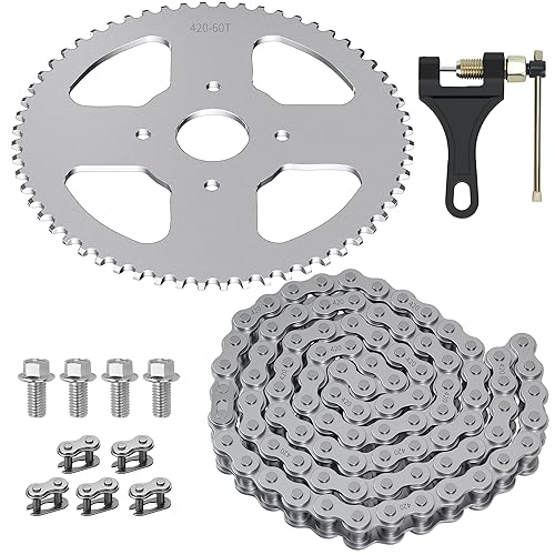 YOXUFA Piñón de cadena 60T #40 41 420 + 420 cadenas 90 eslabones para Coleman CT200U BT200X CT200U-EX Baja Warrior Massimo Trailmaster MB165 MB200