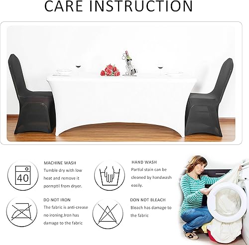 Miniatura 158 de Obstal Funda de mesa de elastano elástica de 4 pies para mesas plegables estándar, paquete de 2 manteles rectangulares universales ajustables