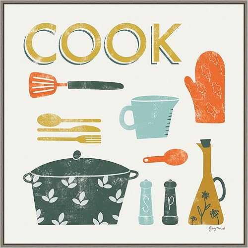 Miniatura 14 de Amanti Art Framed Canvas Wall Art 16x16 Retro Kitchen III Cook by Becky Thorns, Framed Wall Art Canvas, Cuisine Artwork, Traditional Decor, Small