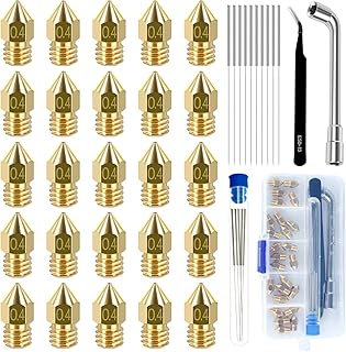 37Pcs 3D Printer Nozzles,Brass MK8 0.4mm Extruder Nozzles Heat Resistant 3D Printer Nozzle with Cleaning Needle Compatible with Ender 3/ Ender 3 Pro/Ender 3 V2/Ender 3 Max/Ender 5 Pro