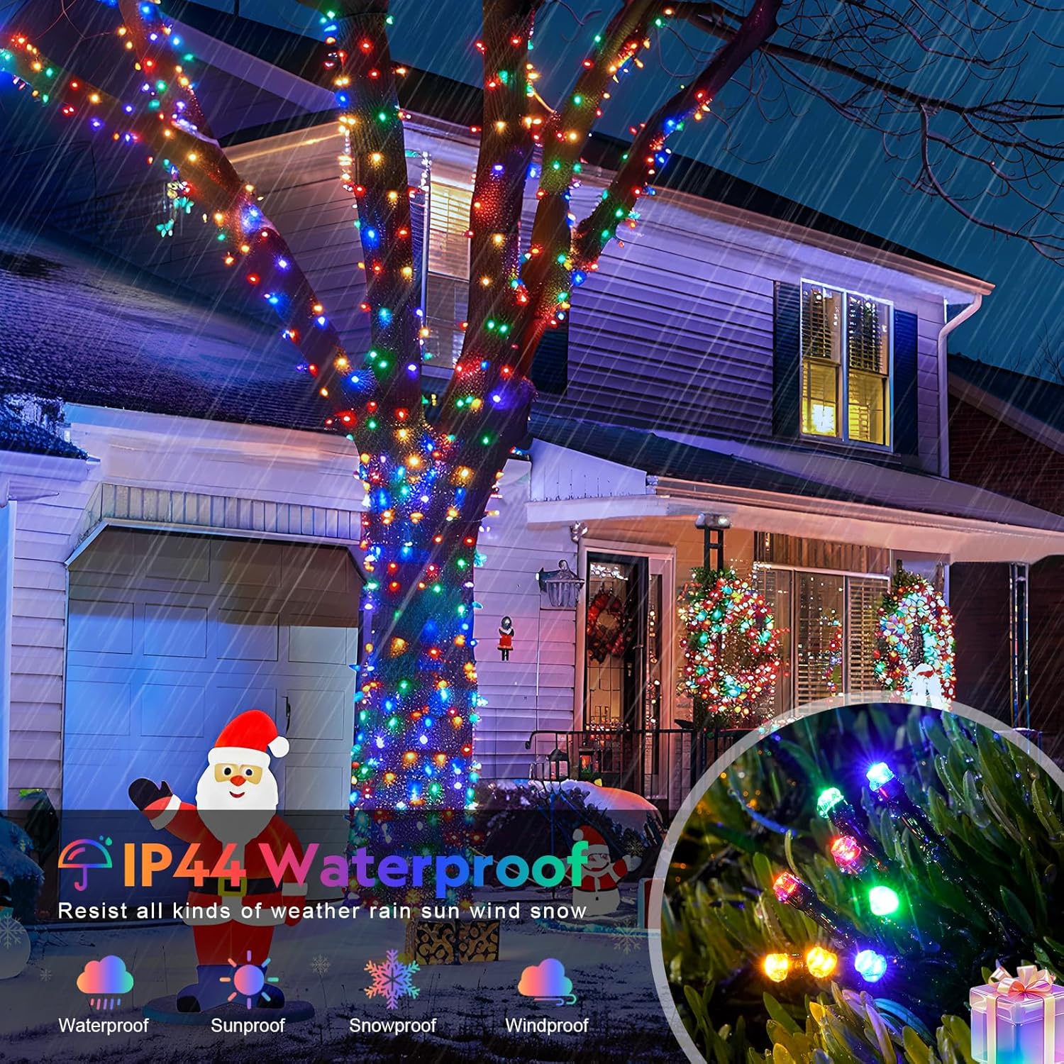JMEXSUSS 800 LED Christmas String Lights Outdoor, 272ft 8 Modes Multicolor Christmas Lights Plug in, Waterproof Green Wire LED Christmas Tree Lights for Indoor Tree Xmas Decor
