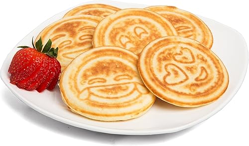 Miniatura 4 de Sartén para hotcakes con diseño de caras sonrientes y emojis, sartén antiadherente, plancha para hotcakes con 7 caras únicas para hotcakes