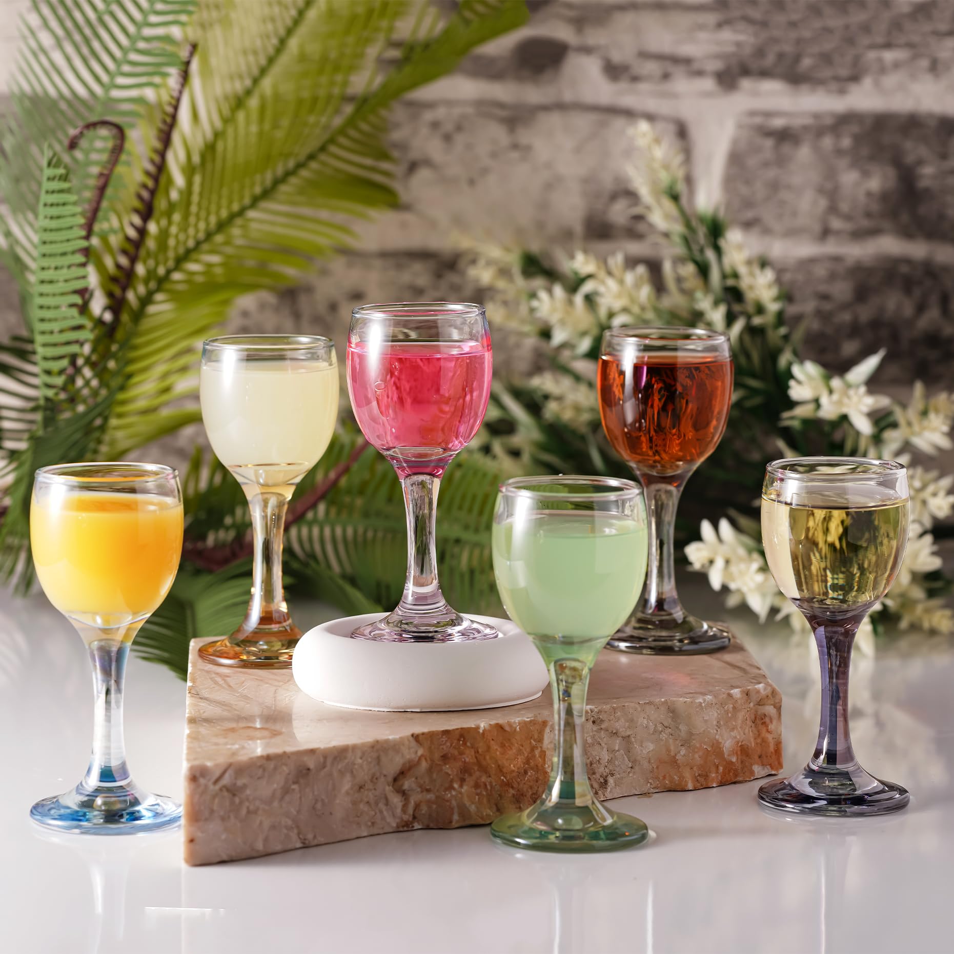 Schnapsgläser, bunt, 6 Stück (2 oz/55 ml), Schnapsgläser, Sherry, Absinth, Porto, Mini-Weingläser, Aperitifgläser