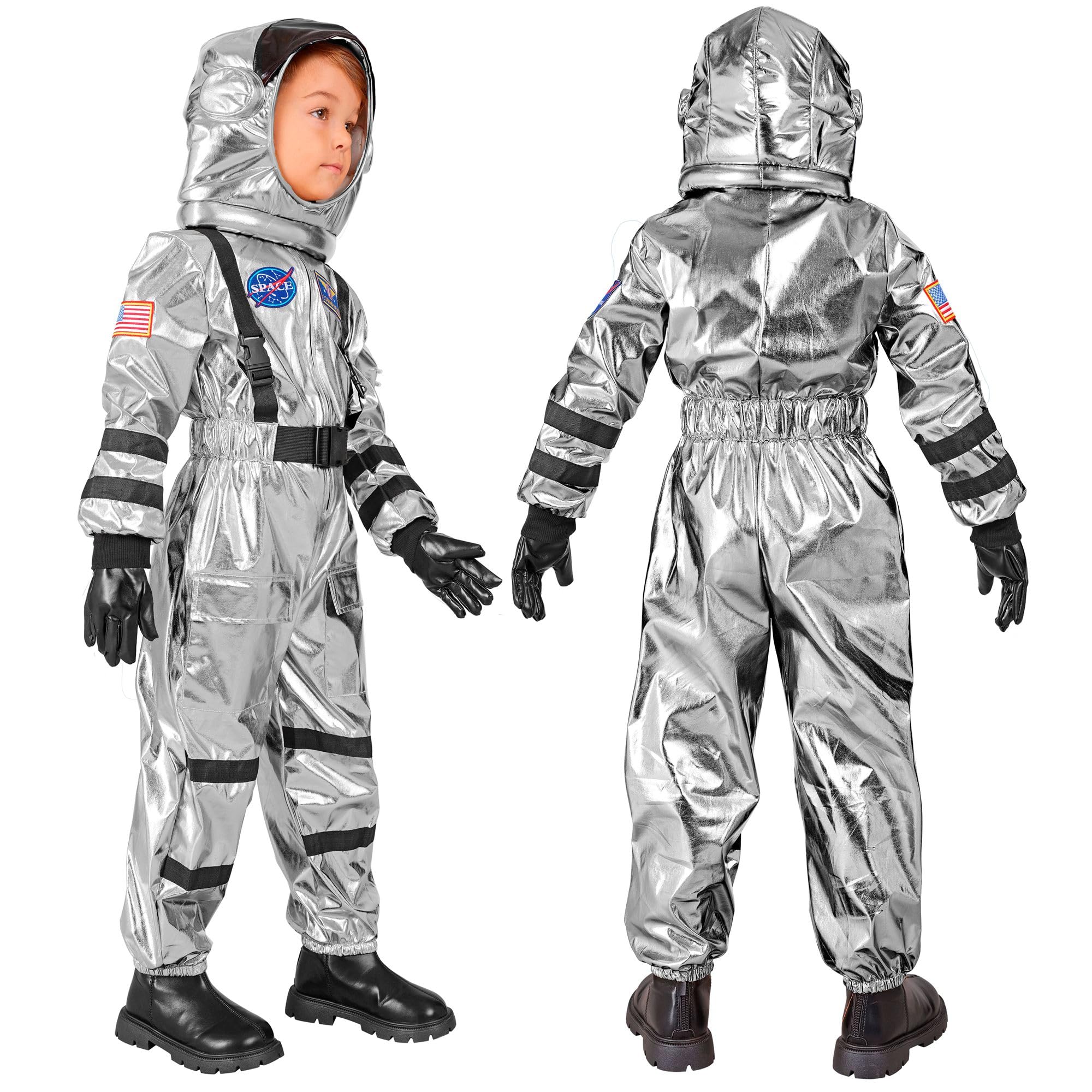 W WIDMANN MILANO Party Fashion - Disfraz de astronauta para niños, traje espacial con casco, mono espacial, astronauta, disfraces de carnaval