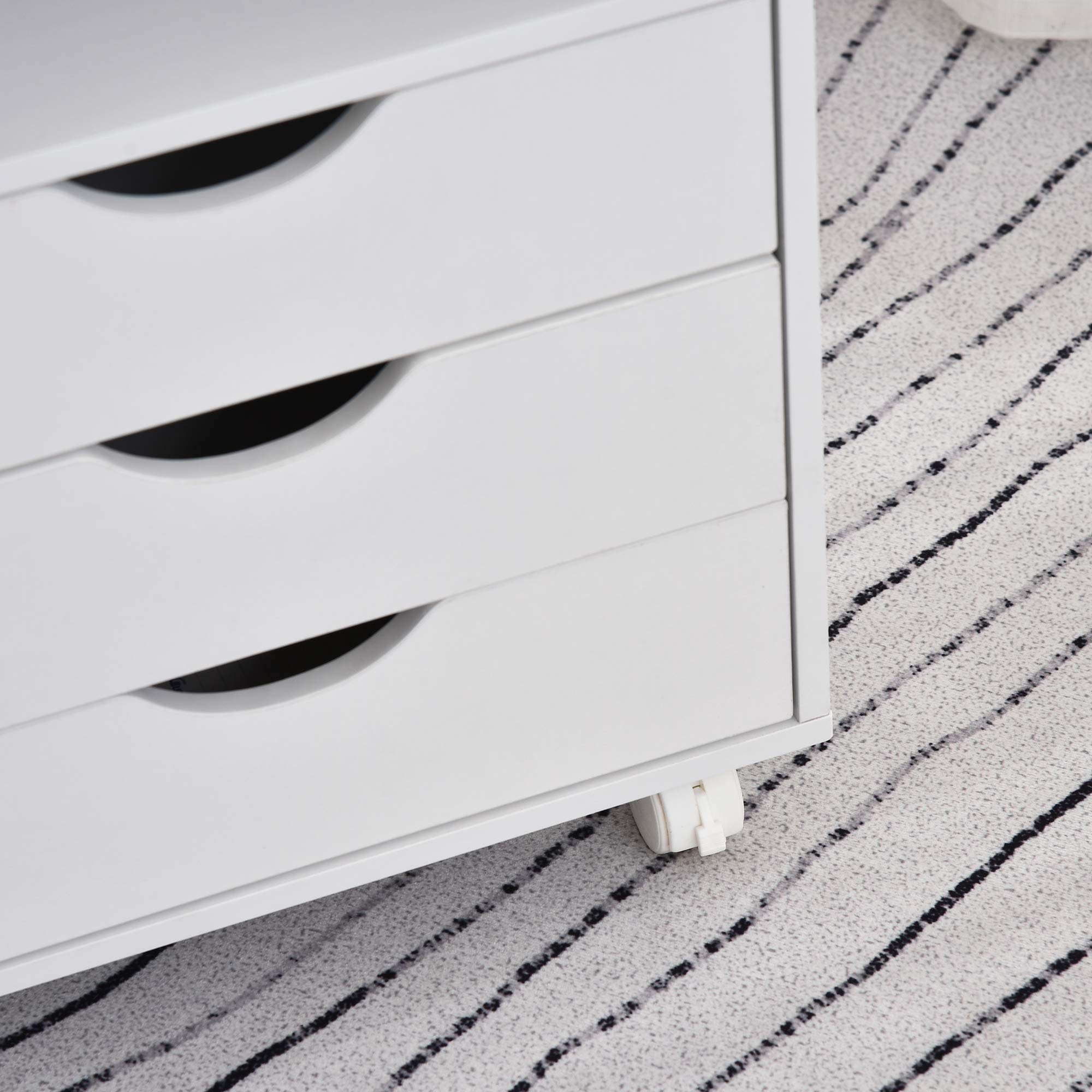 Vinsetto Commode de Bureau à Roulettes avec 3 Tiroirs et 4 Étagères Ouvertes - Bureau et Étude - Blanc - 40 x 30 x 83 cm